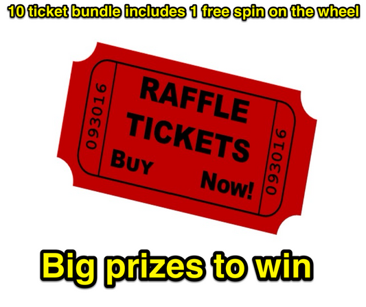 10 x raffle tickets plus 1 free entry to spin the wheel